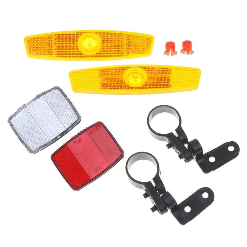 Plastic Bike Reflector Taillight Set Front Rear Easy Install Safety Warning Lights for Night Cycling Off-road Bikes