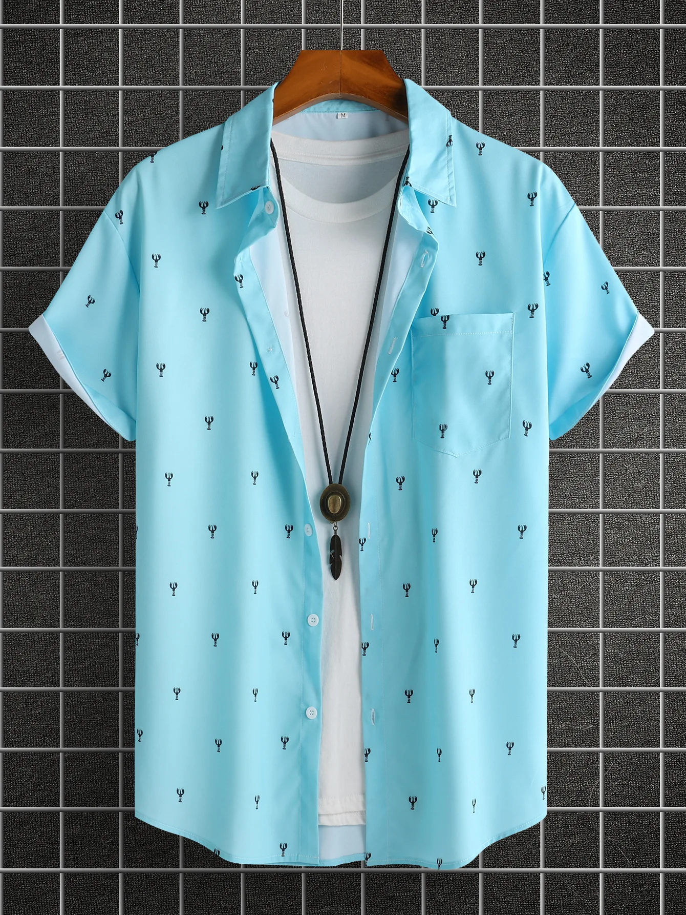 Men's Summer Casual Printed Short-Sleeved Shirt Slim Fit Classic Plaid Patterned Top for Business And Office