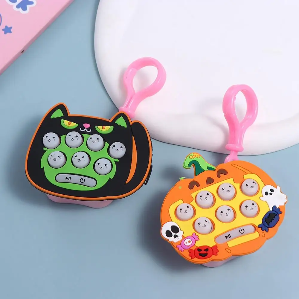 Game Keyring Mini Whack-a-Mole Machine Cartoon Quick Press Handheld Game Machine Keychain Music Hallowmas Quick Push Bubble Game