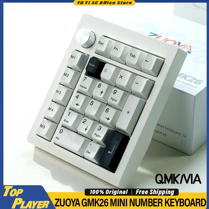 ZUOYA GMK26 Number Keypad Support QMK VIA Dynamic RGB BT 2.4G Wireless Control Knob Customized Hot Swappable Mini Keyboard