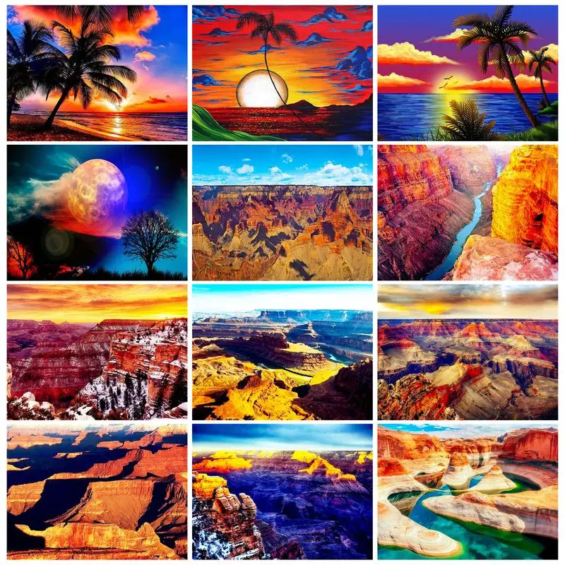 

Chenistory Painting By Numbers For Adults Sunset Acrylic Peinture Pair Number Canvas Drawing Diy Landscape Decor Home Wall Art