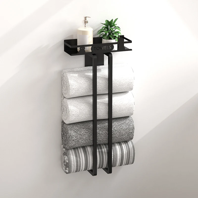 Toilet Wall Mounted Towel Rack, Multi-Layer Design, Used for Storing and Organizing Towels, Saving Space for Organization