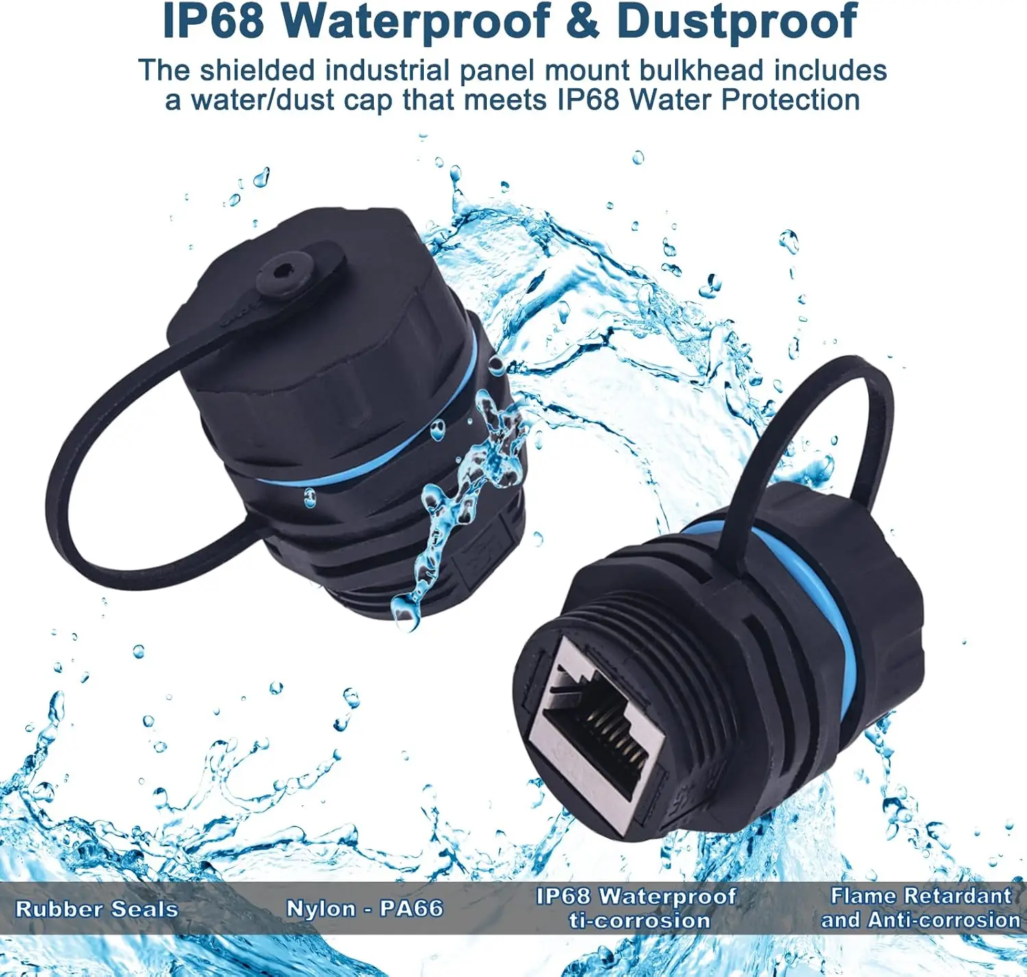 

Waterproof CAT6 RJ45 Panel Mount Pass Through Connector,Female to Female Feed Thru Coupler RJ45 Waterproof Connector 2PACK