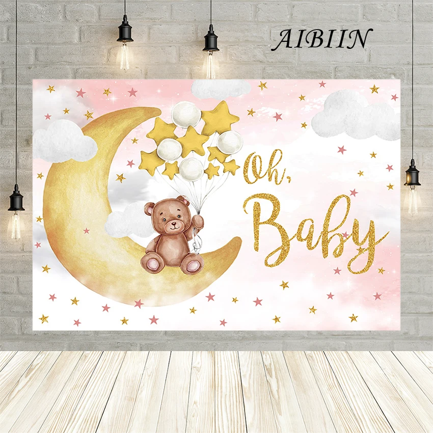 

AIBIIN Baby Shower Background Baptism Gender Reveal Newborn Boy Girl Poster Photography Backdrop Family Party Decorations