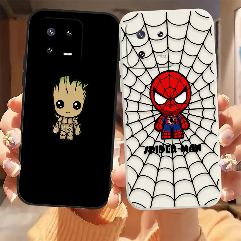 Cartoon Marvel Groot Spiderman Phone Case For Xiaomi 13 12 12S 11 11T 10 10S 9 9SE 8 8SE Pro Ultra Lite Case Funda Shell Capa