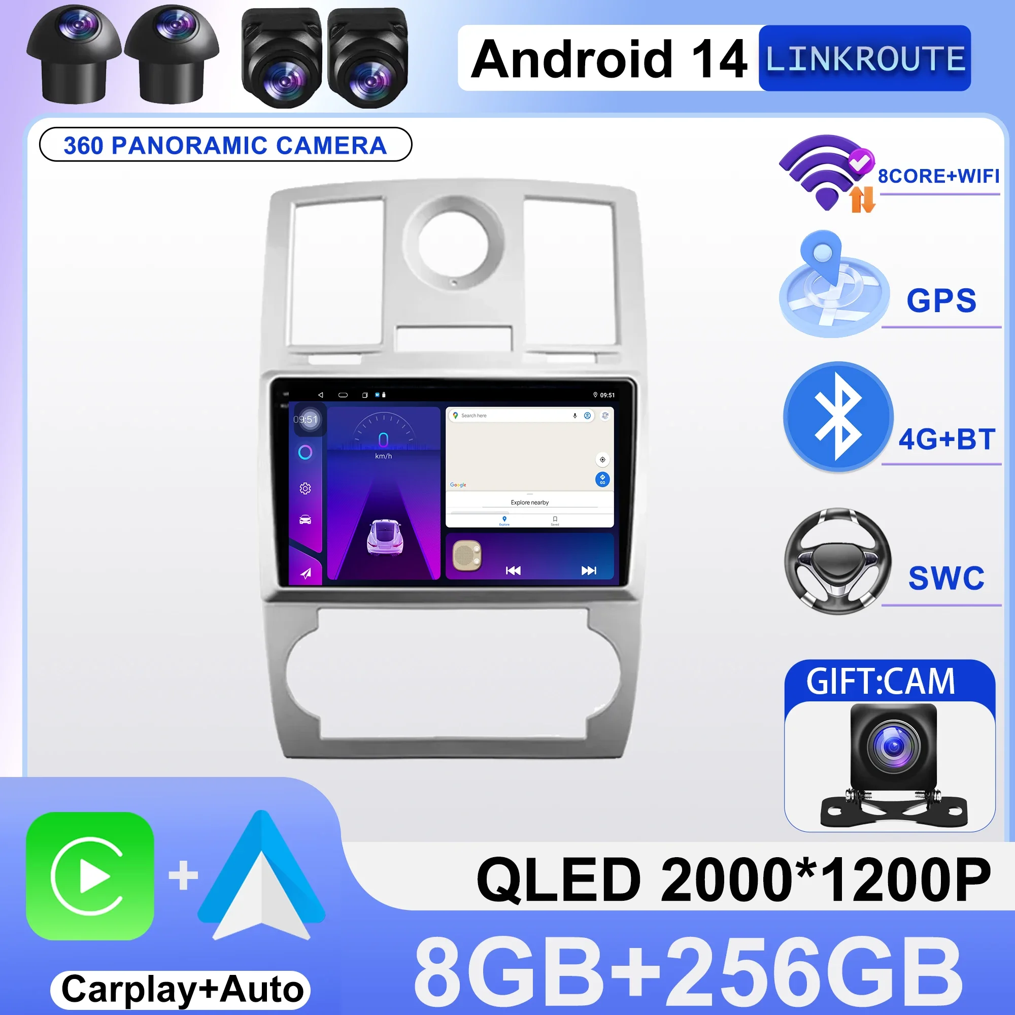 For Chrysler 300C 1 2004 - 2011 Car Radio Player Stereo Head Unit Intelligent Car Systems GPS Navigation 5G Wifi RDS