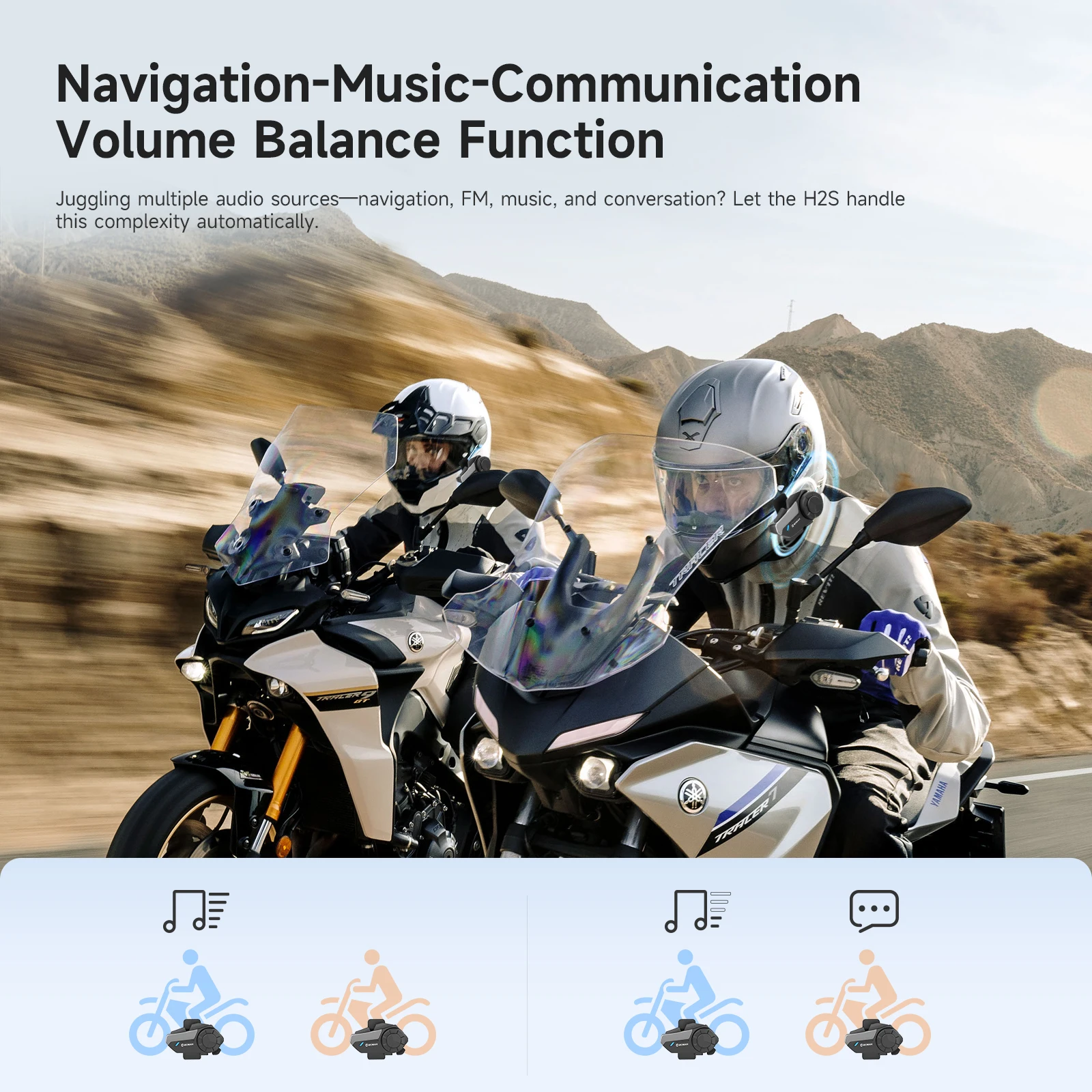 MOMAN H2S Bluetooth Intercom ชุดหูฟังบลูทูธหมวกกันน็อครถจักรยานยนต์สําหรับ Rider intercomunicador Moto Interphone ชุดหูฟังไร้สาย