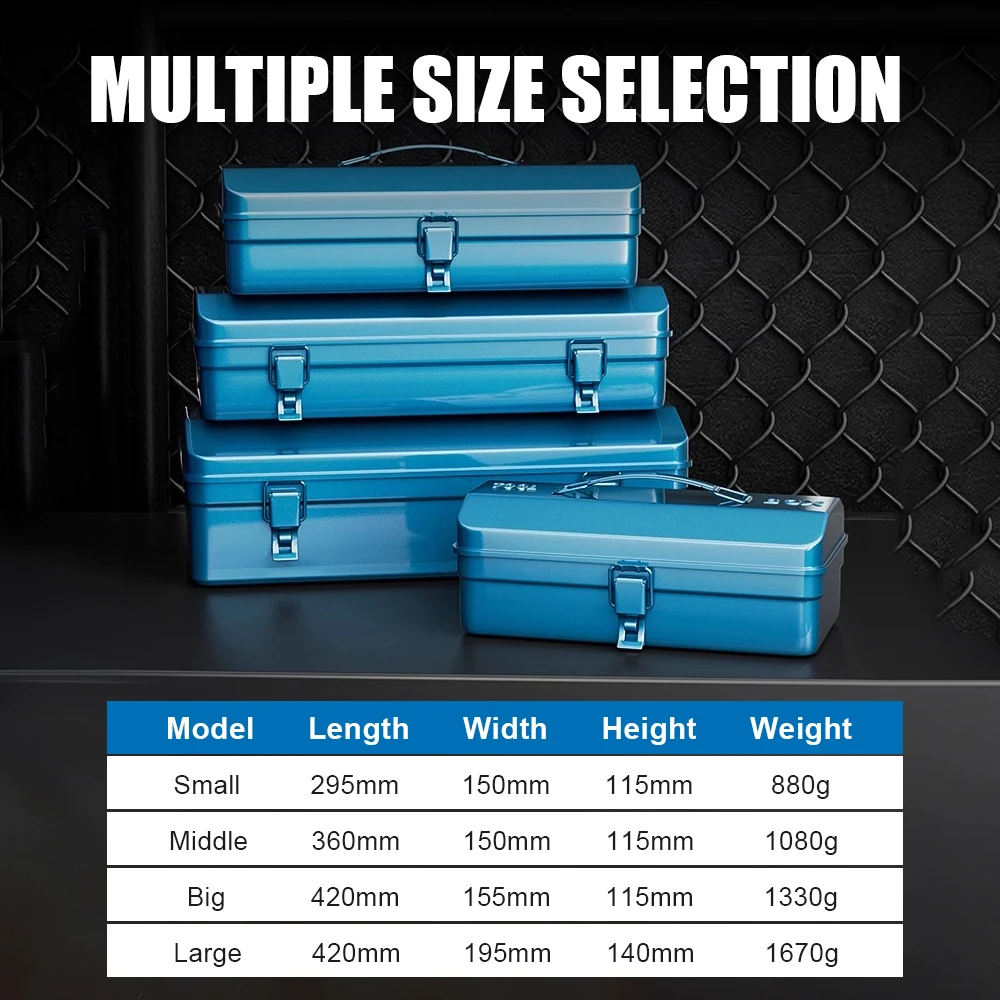 Kamolee multifunctional thickened iron toolbox, wear-resistant, durable and not easily deformed, with large capacity for storage