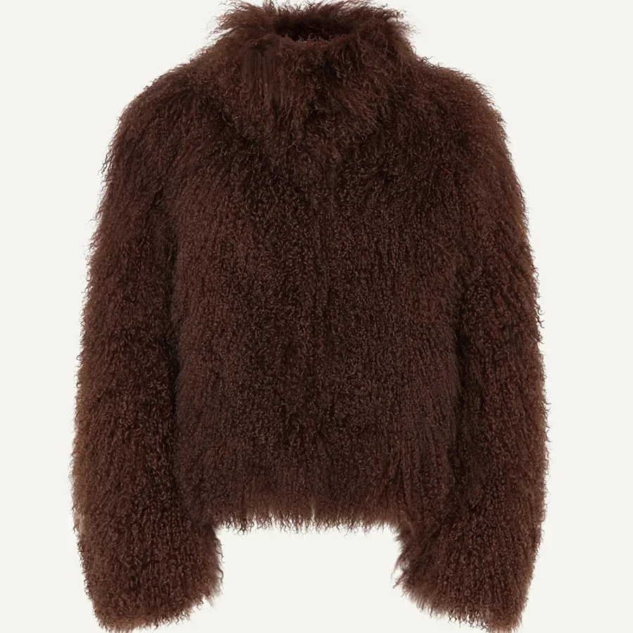 여성 천연 모피 코트 진짜 몽골 모피 코트 곱슬 양고기 모피 코트 높은 칼라 겨울 따뜻한 자른 모피 자켓 럭셔리