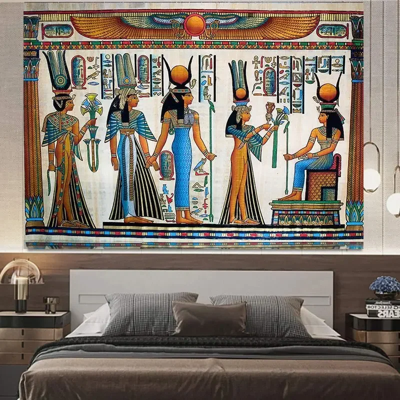 Ancient Egyptian Pyramid Tapestry Pharaoh Photographic Art Retro Egypt Aesthetic Wall Decor for Bedroom