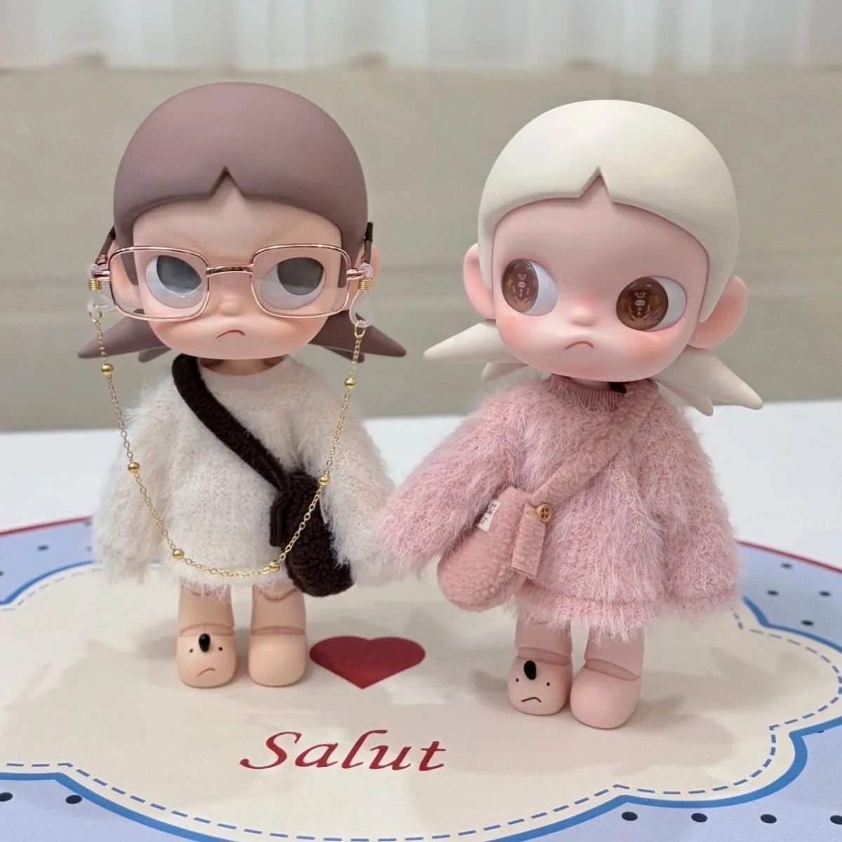 Pink Woolen Sweater For Zsiga Dolls Clothes 1/8 Action Figure Hooded Winter Furry Plush Casual Basic Glasses Cute Daily Wear Toy