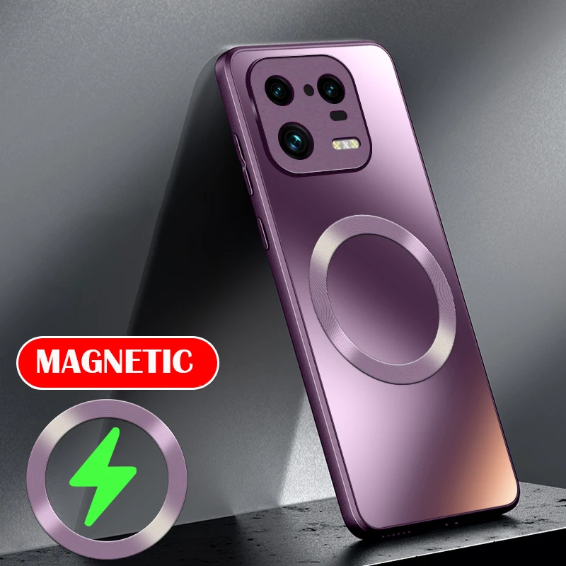 AG Matte Silikon-Hartschale für Xiaomi 15 14 13 13T Poco F5 F6 X6 Pro Frosted Phone Magnetische kabellose Ladehülle