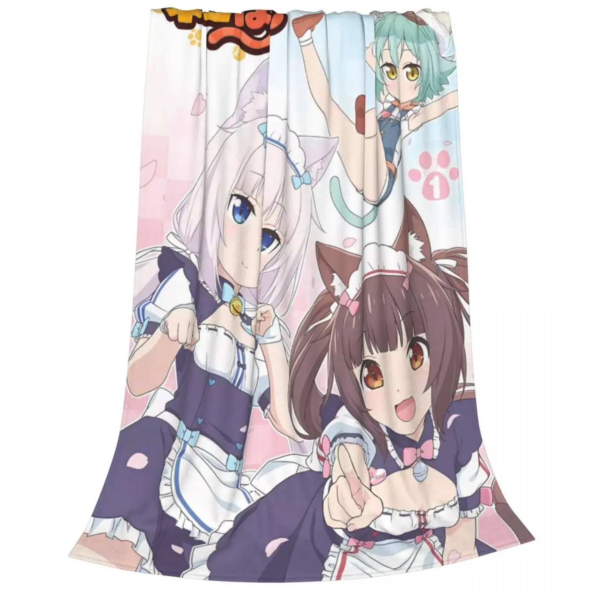 Anime Nekoparas Kawaii Cute Plush Flannel Blanket - Warm and Snuggly Fleece Throw for Couch, Bed, and Camping Adventures