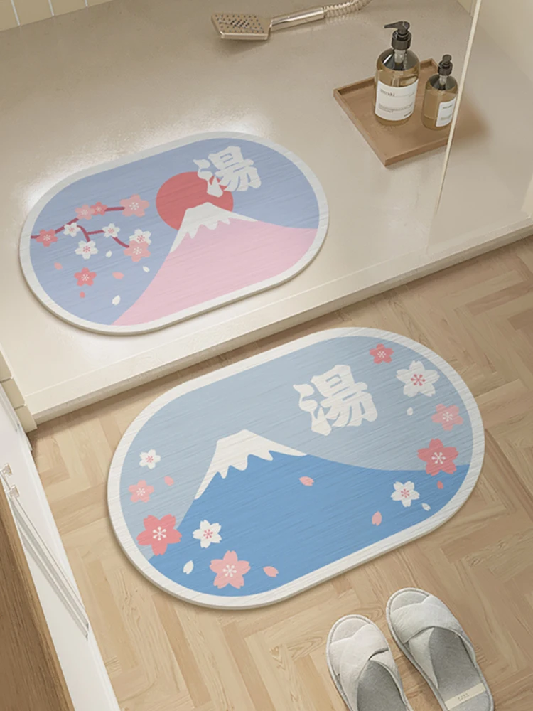 

Противоскользящий коврик для ванной в японском стиле, жесткий, впитывающий грязь, для пола в ванной, в стиле Ваби-Саби, для домашнего использования, вязаный коврик для туалета