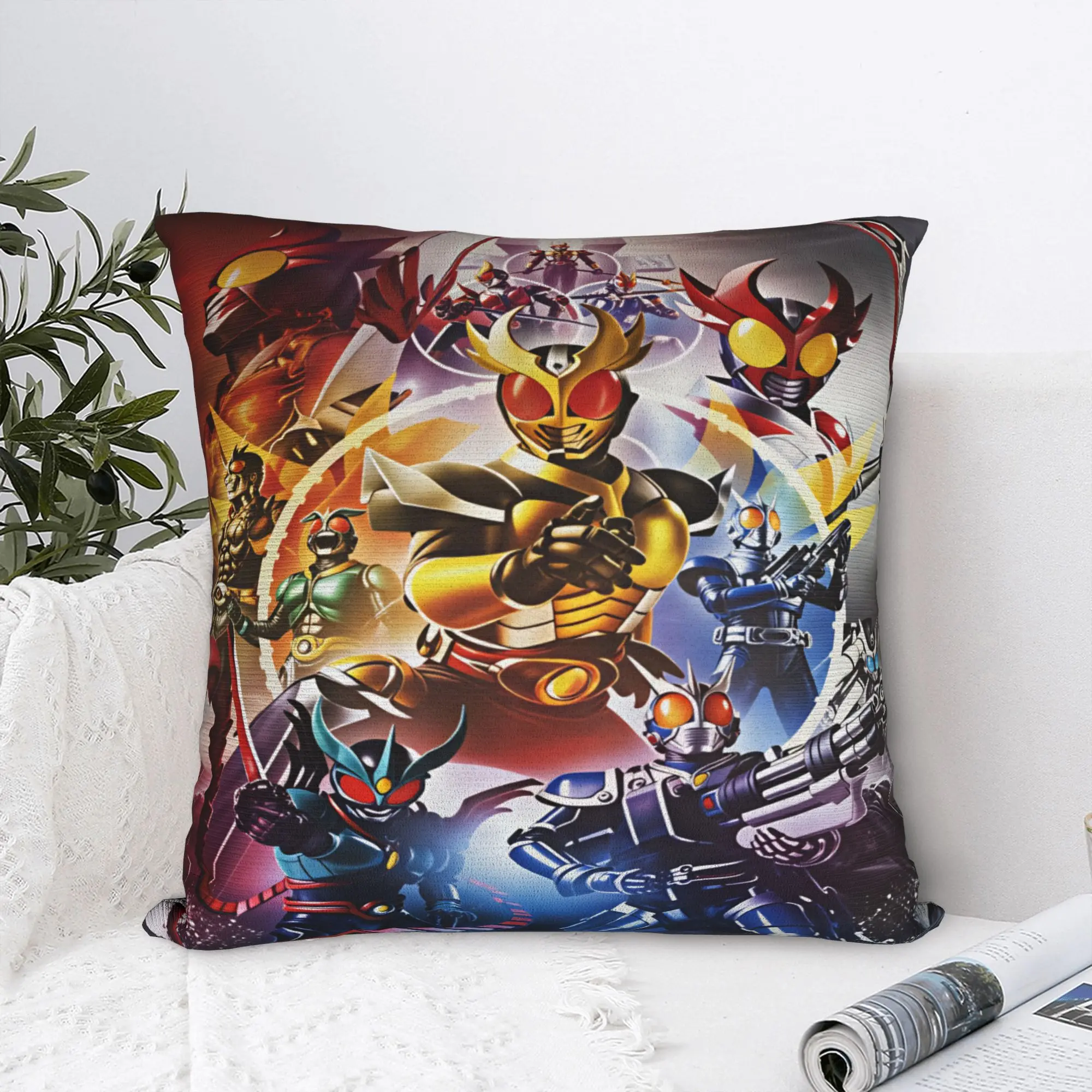 Kamen Rider  Pillow Cover  Comfy Cushion Cover Cute Funny Pillow Case For Living Room Bed Chair