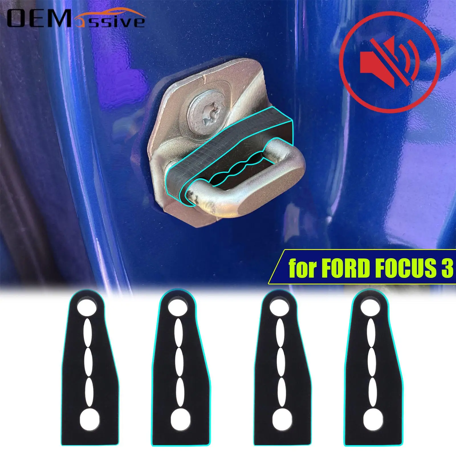 Sound Damper Door Lock Buffer For Ford Focus 3 Kuga 2 Escape Edge Rattling STOP Soundproof Screaks Deaf Seal Deadener