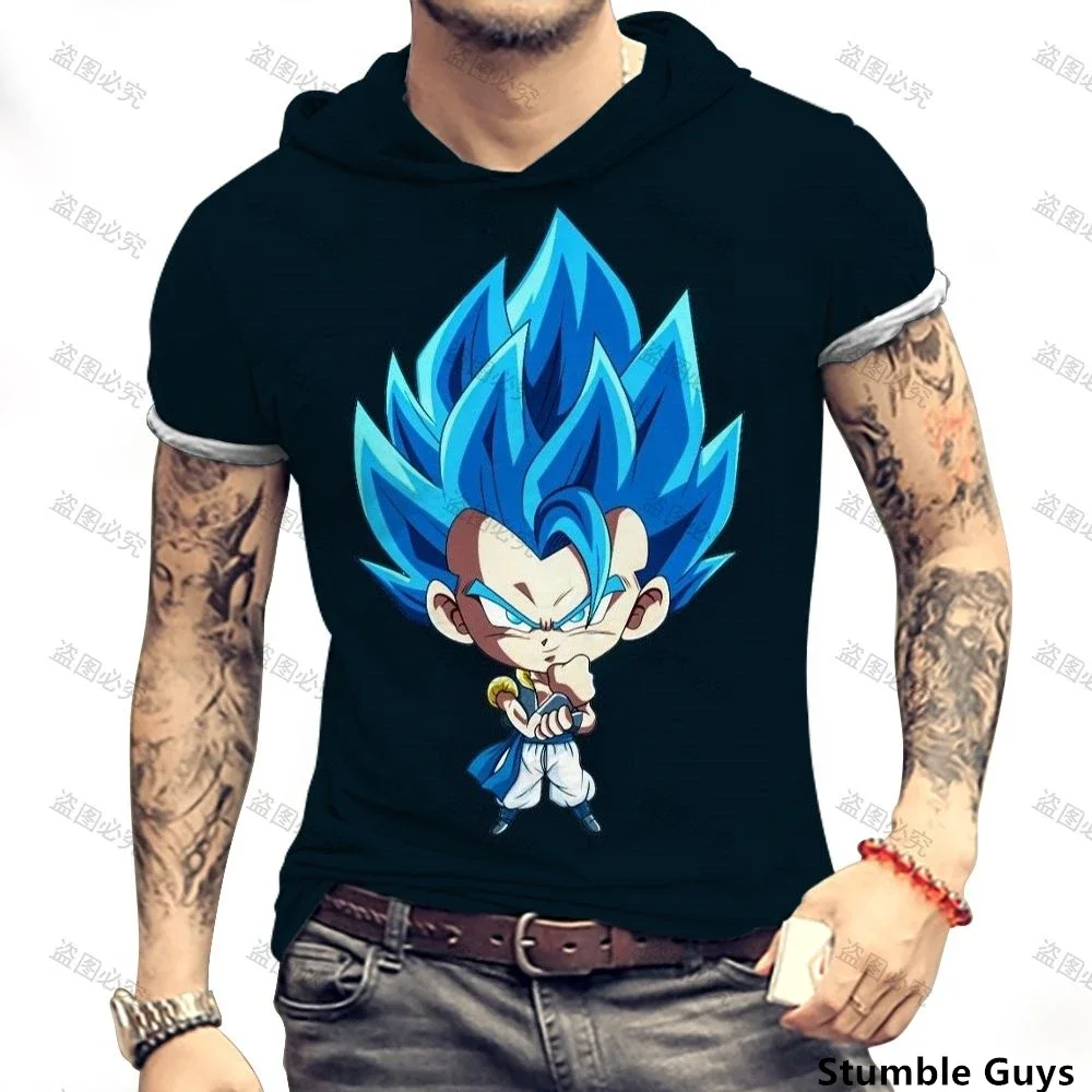 Dragon Ball Z Men T-shirt Tops Vegeta Men Essentials Hip Hop Goku Fashion Harajuku Style Short Sleeve Hooded T-shirts New Anime