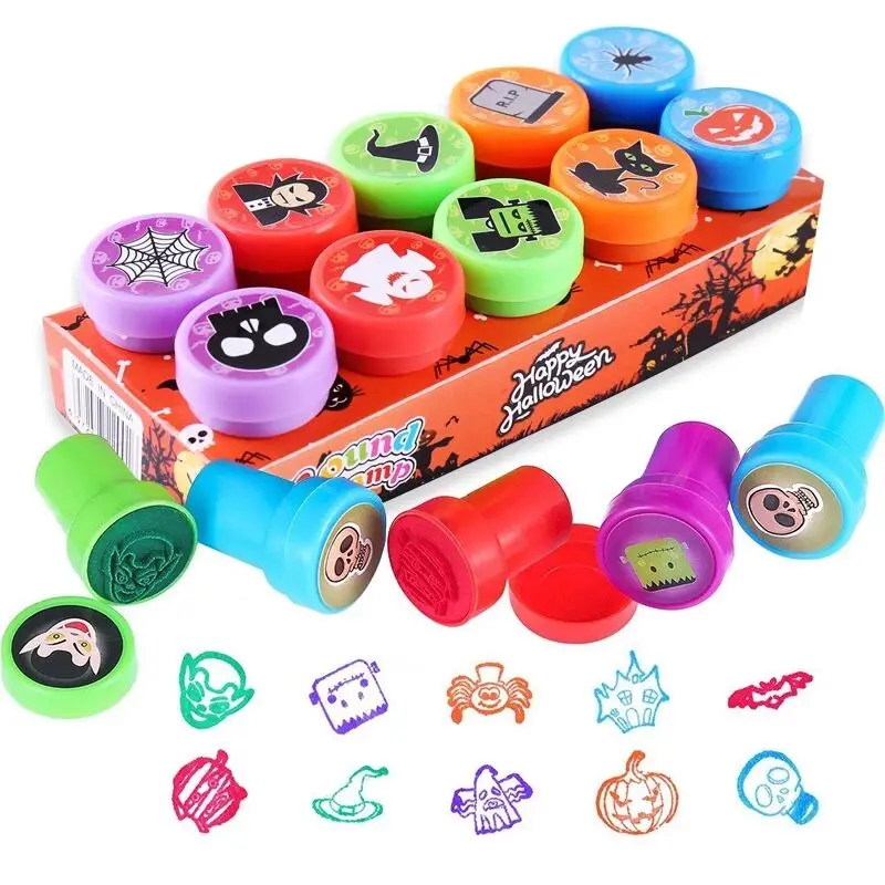 10pcs Children stamp Baby Toys Smiley Face Seal Assorted Self-ink Stamps Scrapbooking DIY Toys Children Toy Seal Stamps for Kids