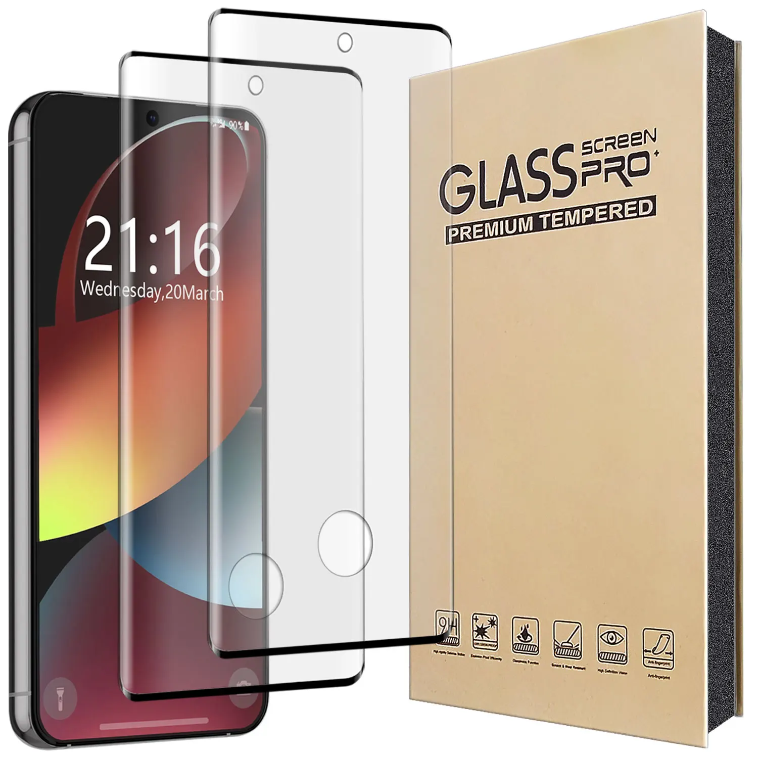 

2Packs Clear Tempered Glass Case Friendly Film Screen Protector For Samsung For Galaxy S22/S22 Plus/S22+/S22 Ultra