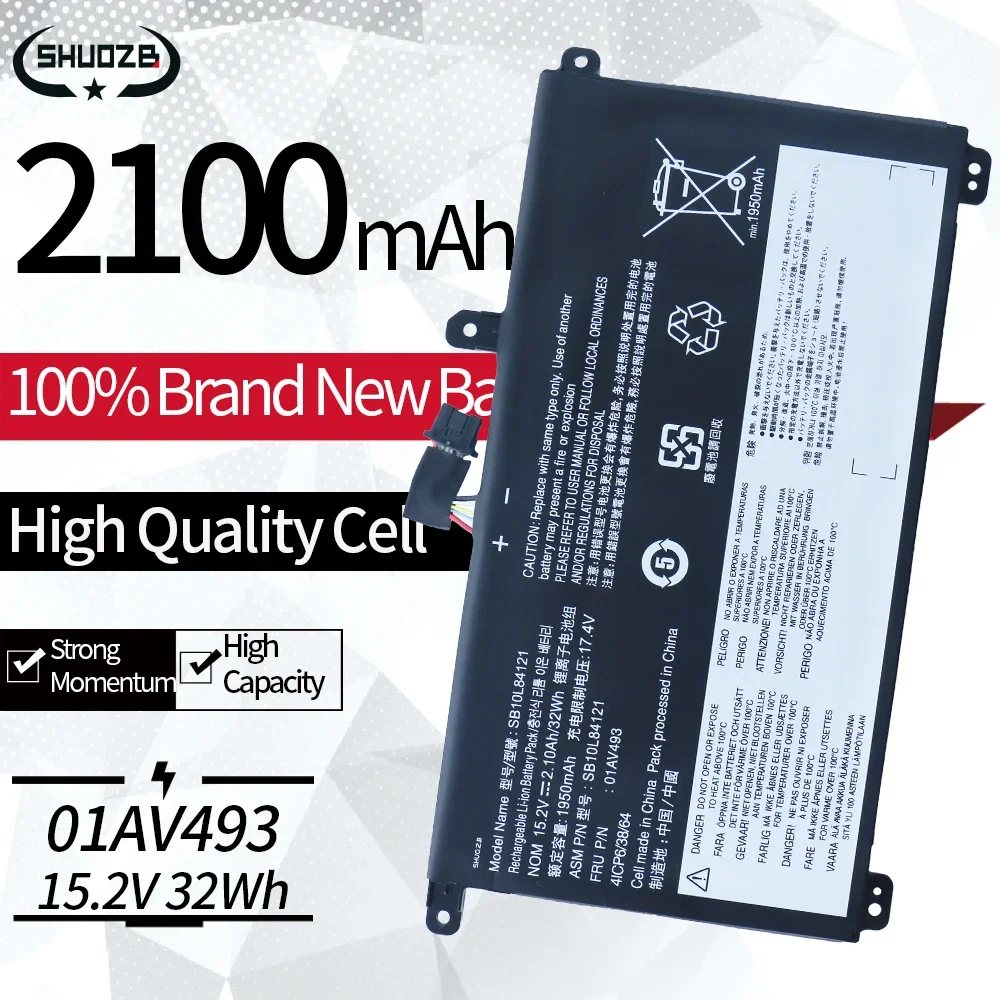 

Новый аккумулятор для ноутбука 01AV493 для Lenovo ThinkPad T570 T580 P51S P52S серии SB10L84121 SB10L84123 00UR890 00UR891 15,4 В 32WH