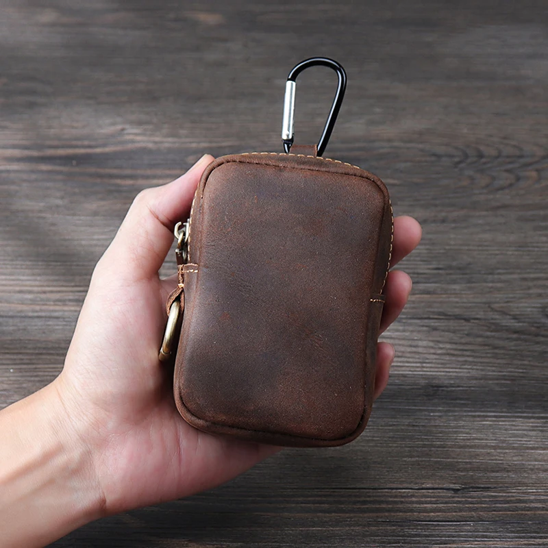 Horse Leather Outdoor Sports Belt Waist Bag Zipper Organizer Coins Keys Purse Genuine Leather Cases