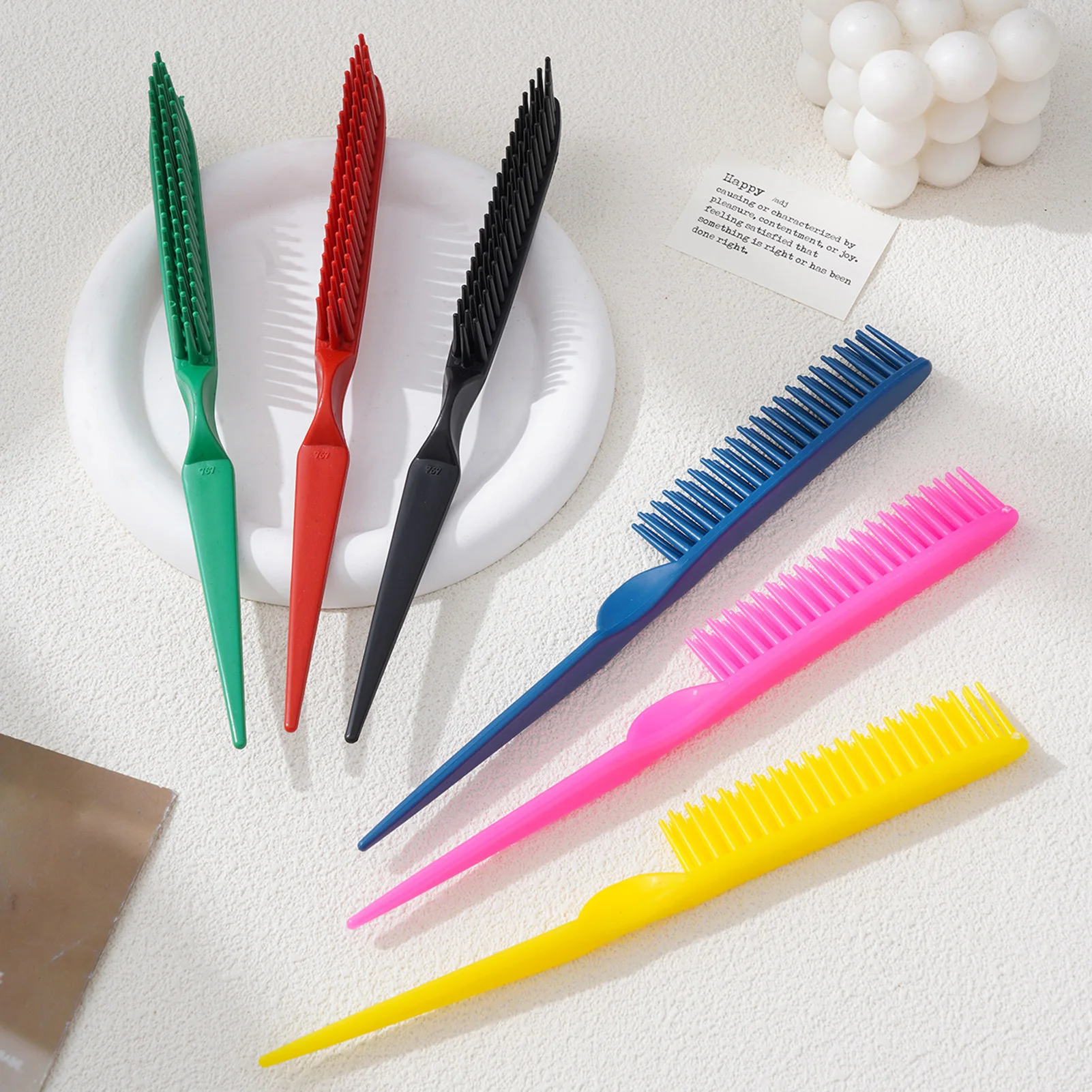 6pcs Pointed Tail Comb Portable Multi Colored Barber Training Pointed Tail Comb Salon Hairdressing Stylish Splitting Combs