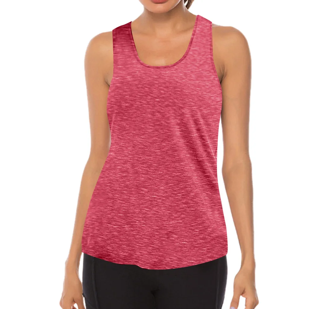 Summer Yoga Wear Vest Women Loose Fit Gym Crop Tank Women Sport Sleeveless Vest Solid Quick Dry Tank Running Exercise Ftness Top