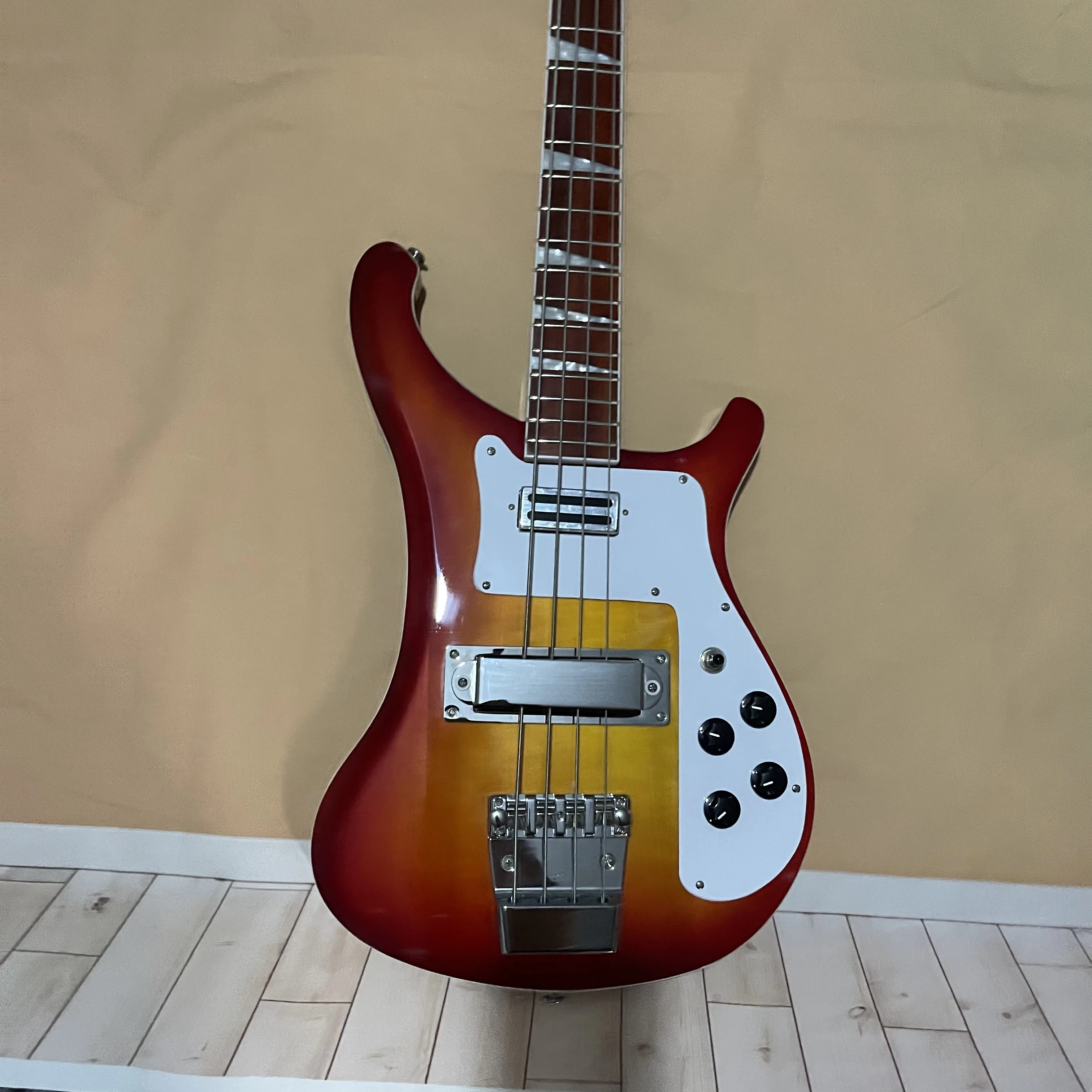 In stock, 4 chords, rickenbacker electric bass, sunset color, beginner, teaching, stage suitable, factory real pictures