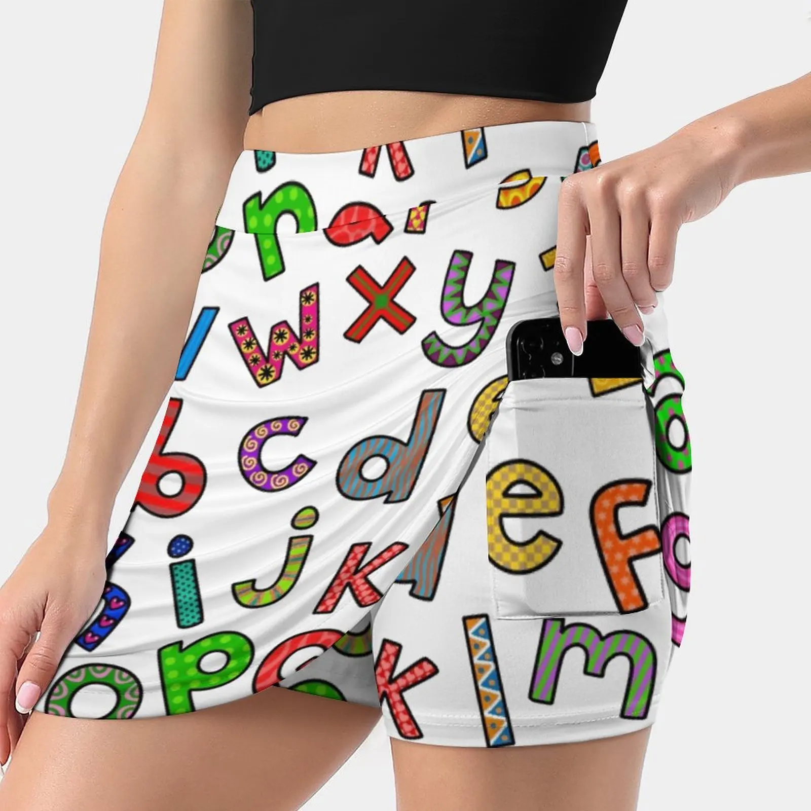 Hand Drawn Letters Of The Alphabet Women's skirt Mini Skirts A Line Skirt With Hide Pocket Alphabet Letters Lettering Text Font