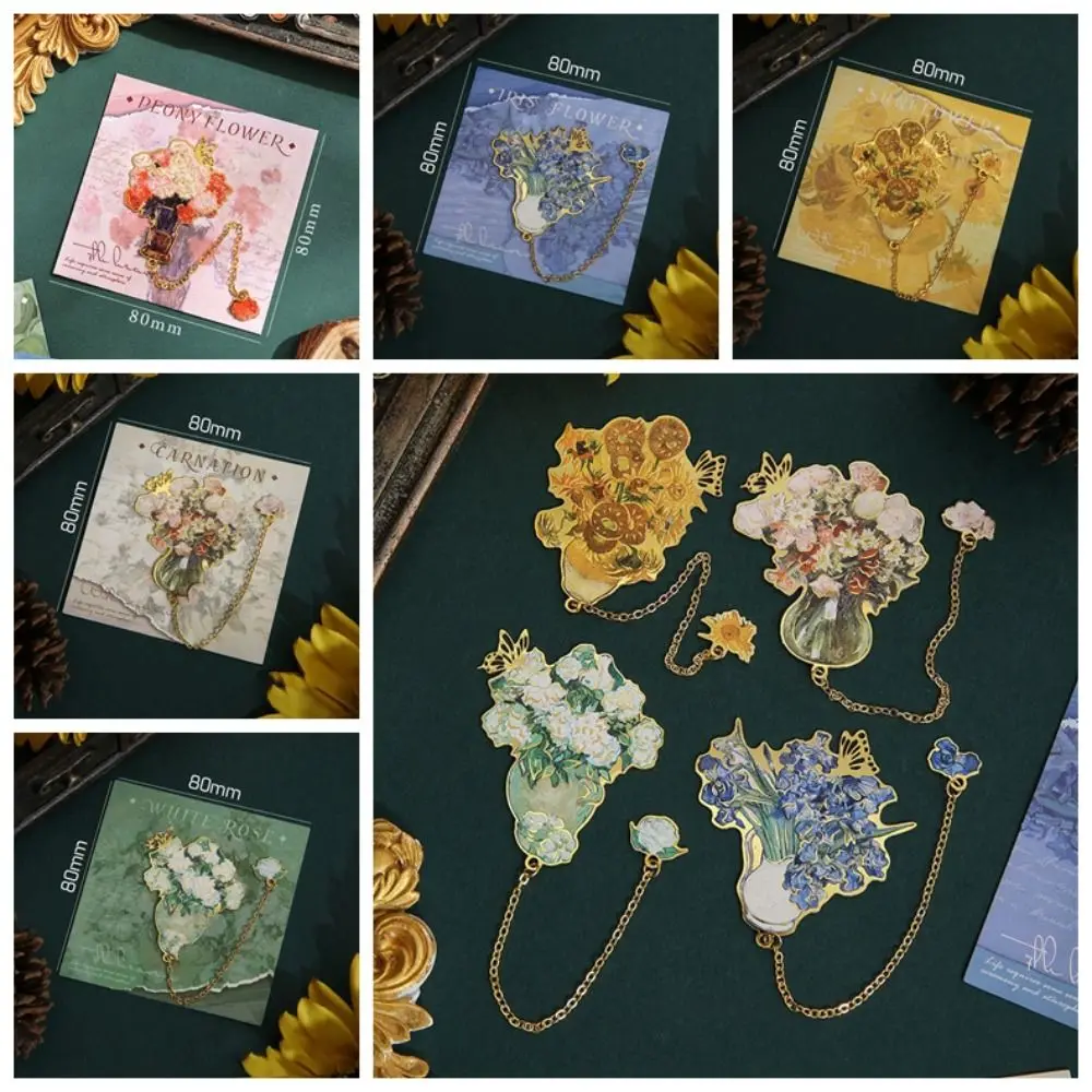 

Creative Metal Flower Bouquet Bookmark Tassel Pendant Reading Stationery Reading Book Clip Bookmark Gift