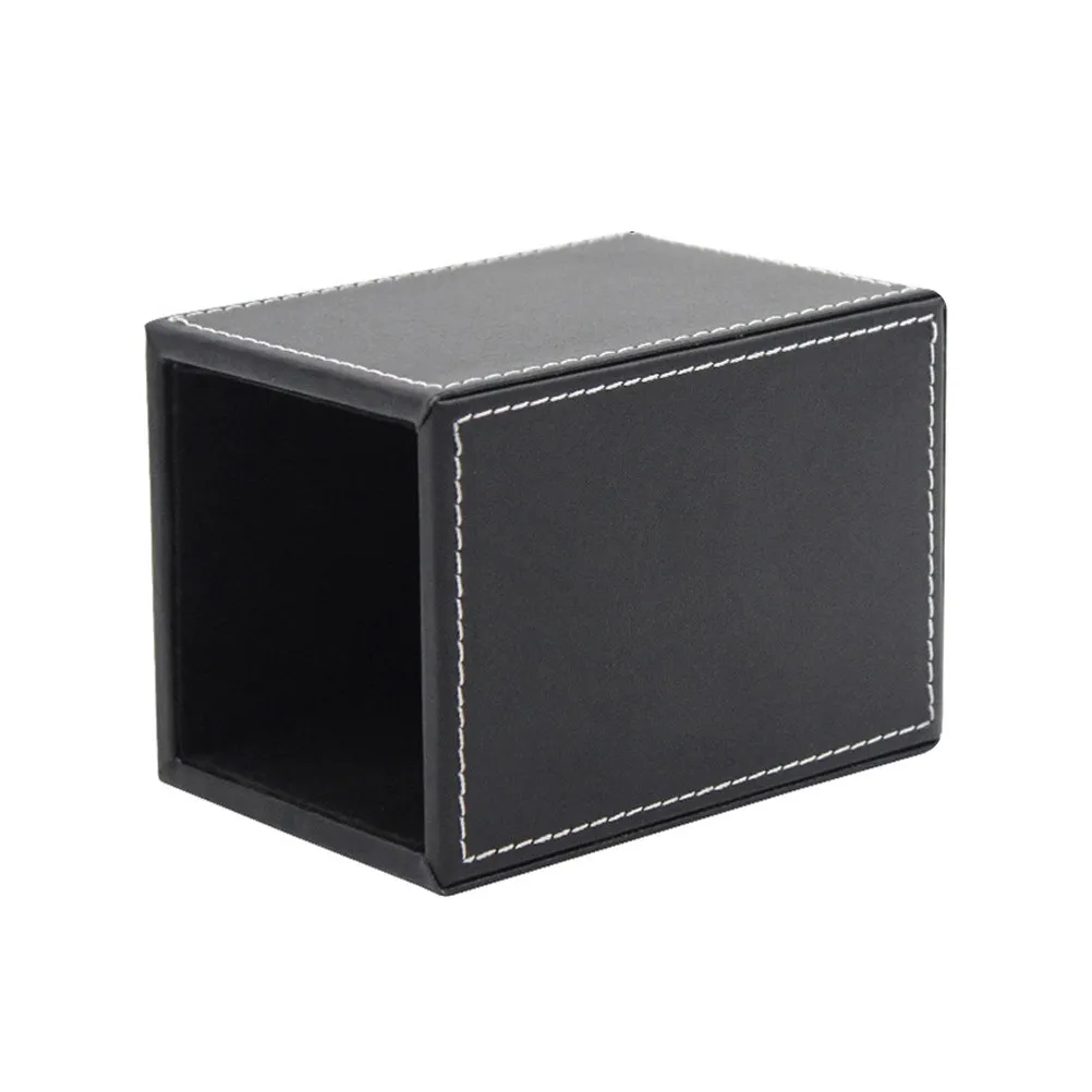 1Pcs Stylish PU Pen Container Multifunctional Desktop Organizer for Pens Pencils Rulers Office Dorm Decor Black