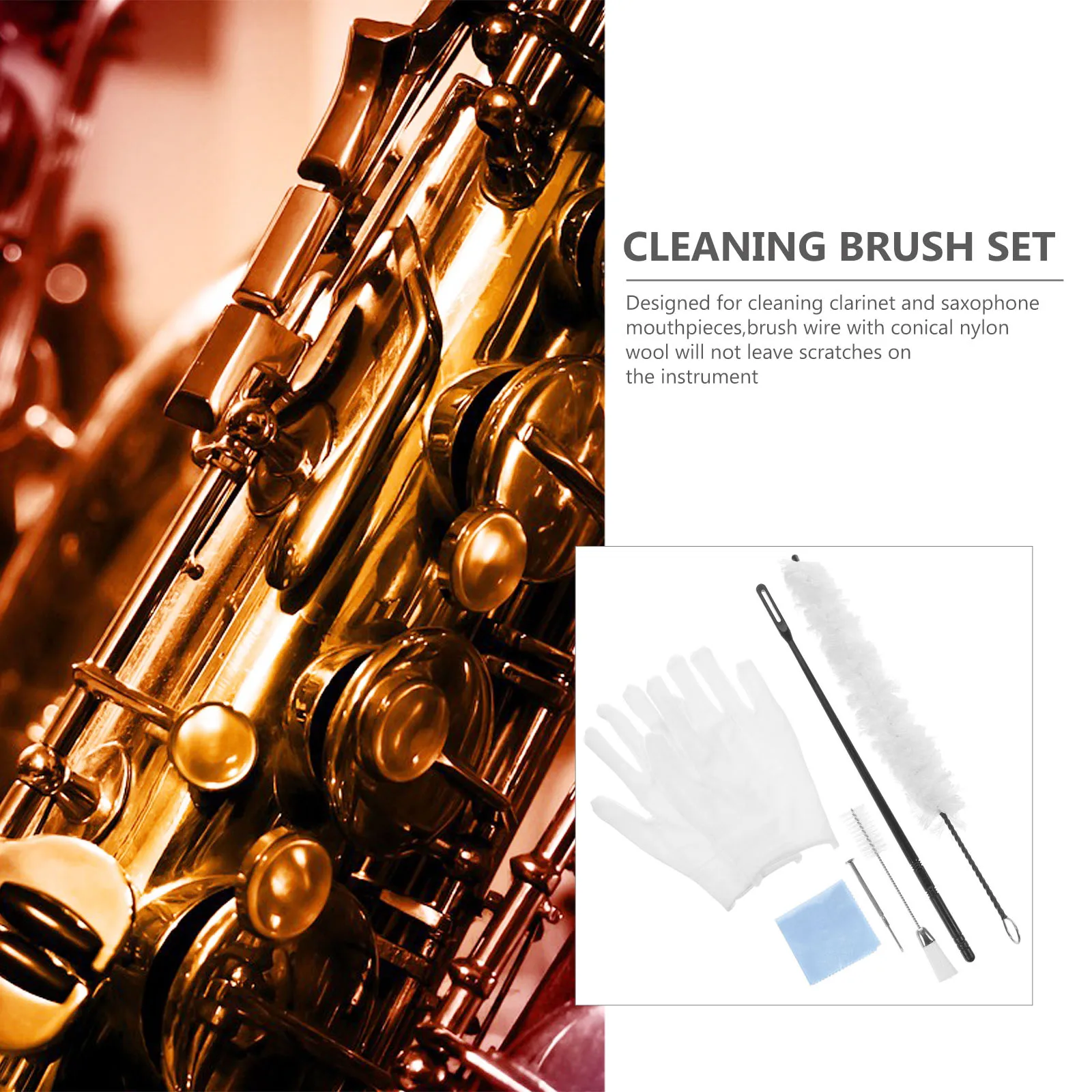 

Cleaning Tool Cotton Brush Wrench Saxophone Cleaner Flute Kit Alto Accessories Keyboard