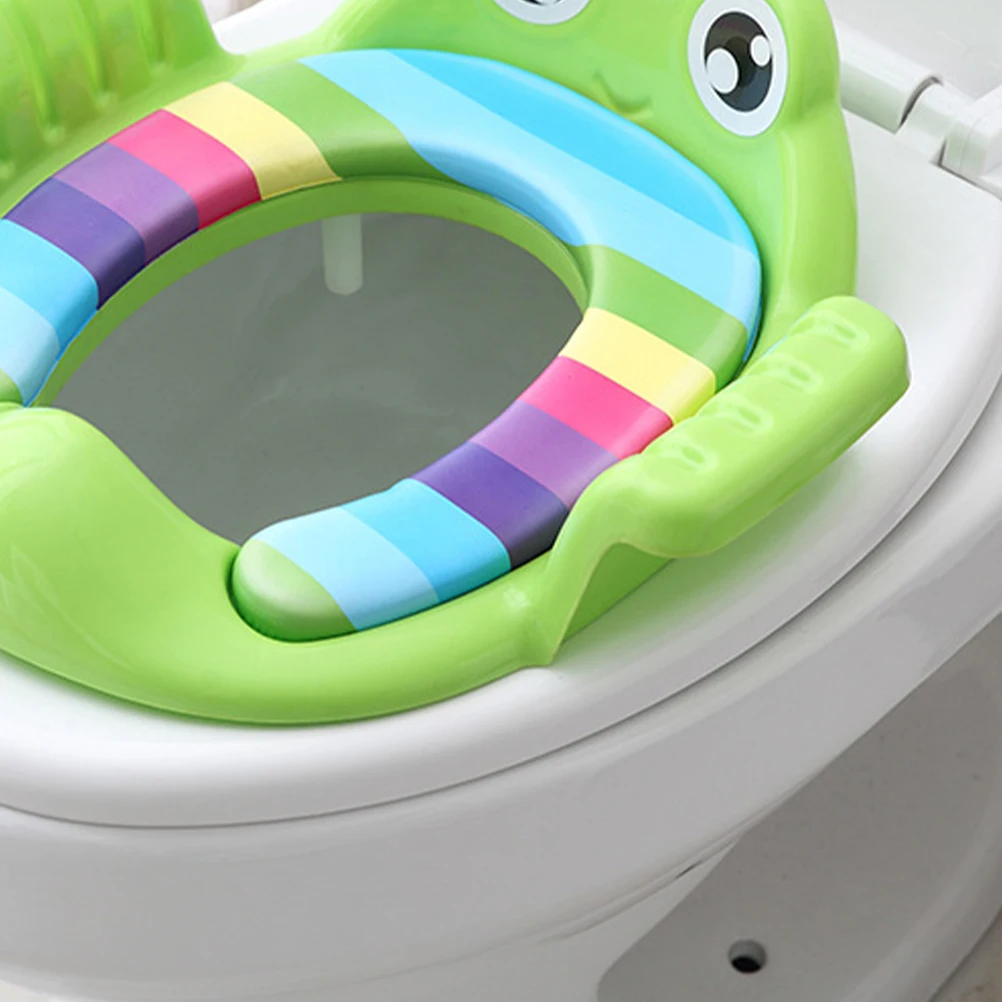 

Toddler Toilet Training Seat Baby Potty Toilet Trainer Ring Blue Bright Color Cute Cartoon Design Safe