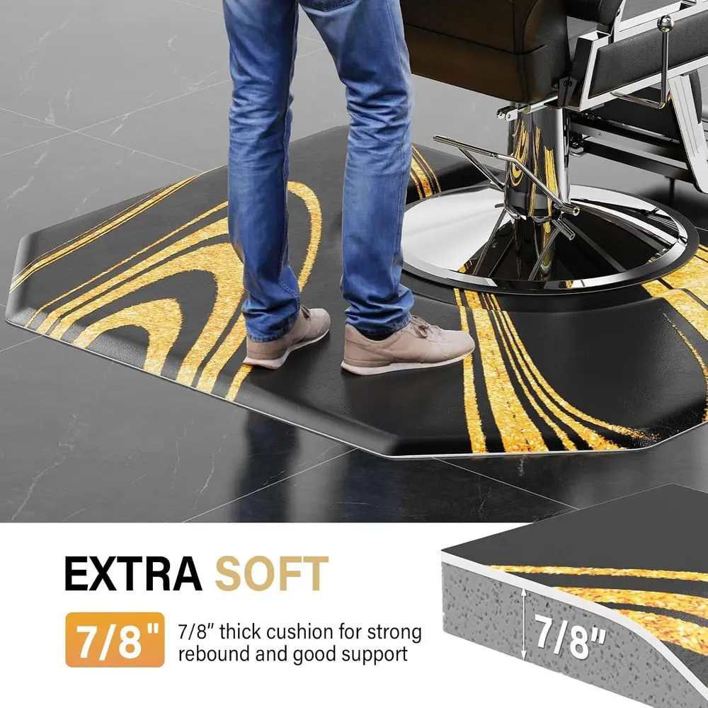 Anti-Fatigue Barber Floor Mat with Round Base for Styling and Shampoo Stations