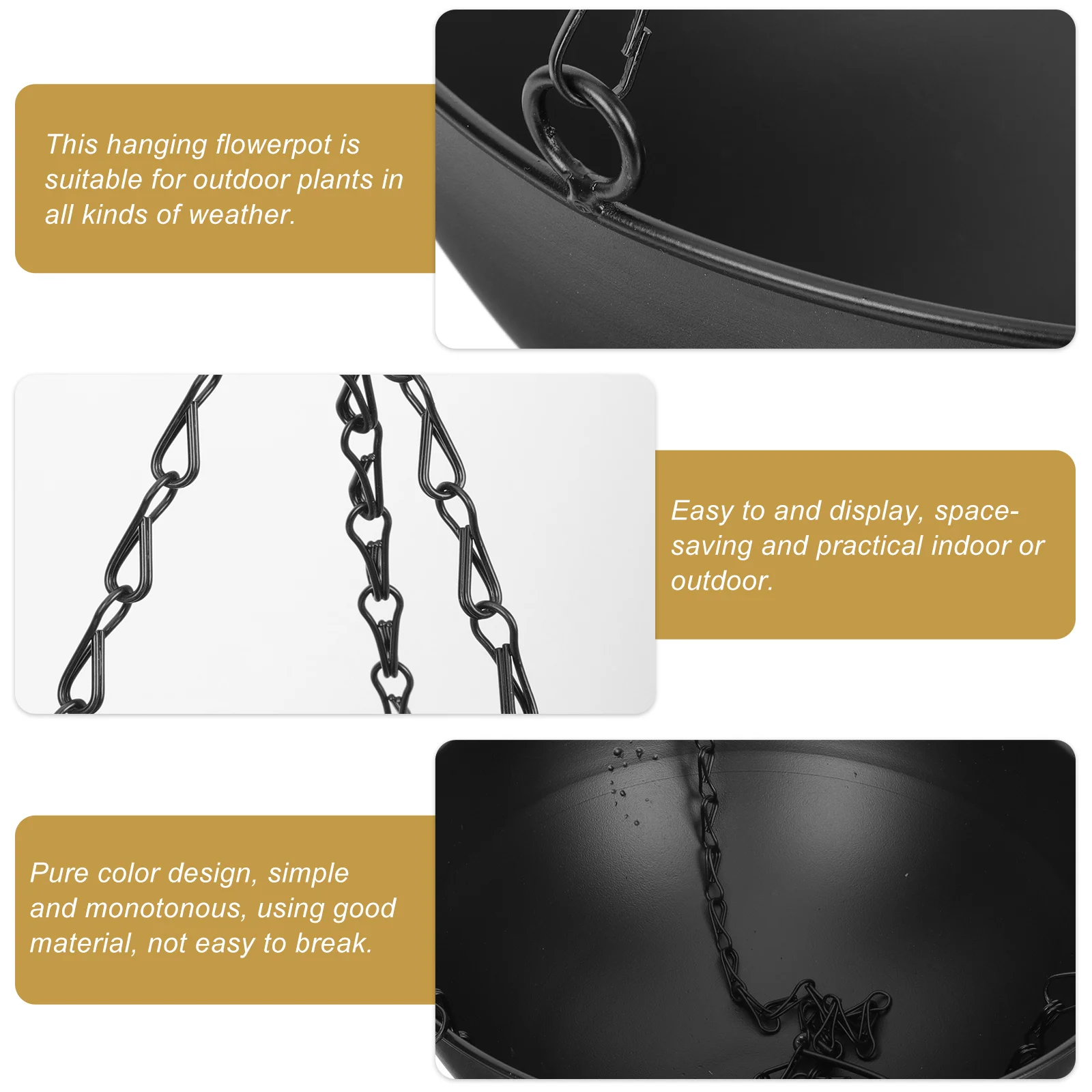 

Iron Hanging Planter Chlorophytum Flowerpot Strong Sunlight Frost Resistant Crack Peel Damage Free Multi Purpose