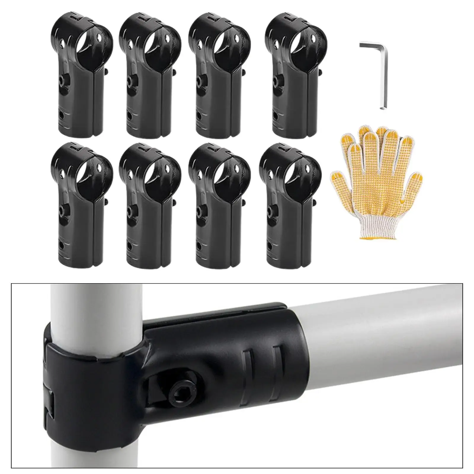 8 Pieces T Pipe Clamp Connector Pipe Fittings Tee Chain Link Fence End Rail Clamps