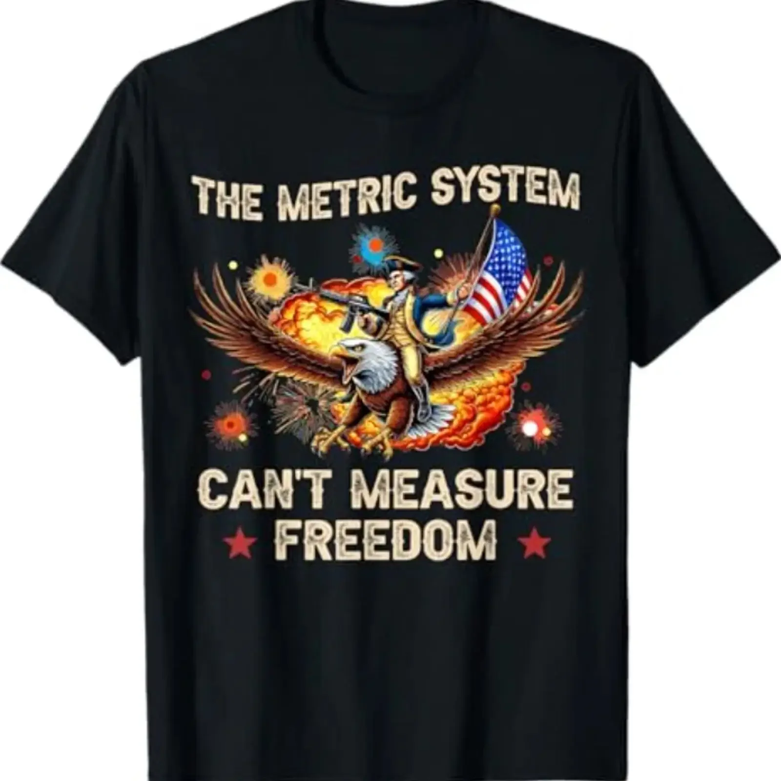 The Metric System Can't Measure Freedom Eagle Meme USA Flag T Shirt vintage Washed Slightly Stylish Breathable designer clothes