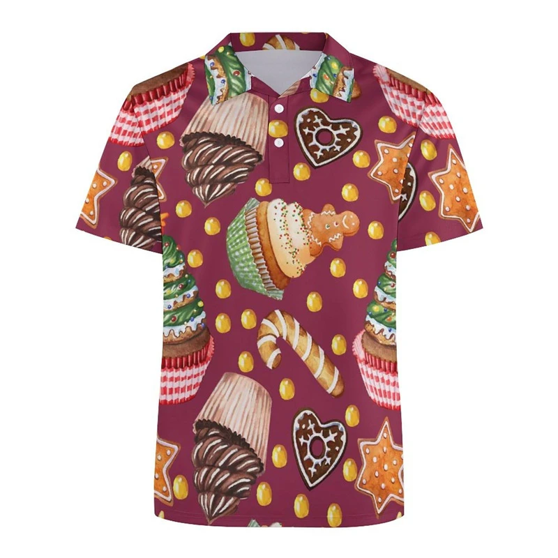 Cartoon Design Food Pattern 3d Printed Polo Shirt Men Children Amusing Hamburger Fries T-shirt Street Casual Short Sleeve Top