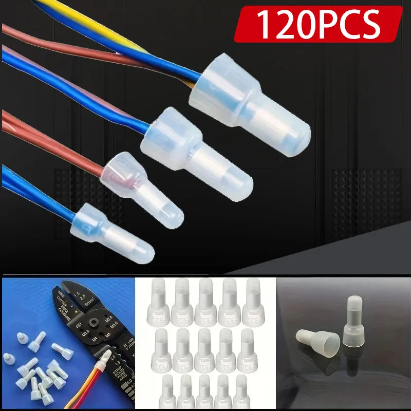 

120Pcs Closed End Crimp Cap 22-16 16-14 12-10 AWG Gauge Wire Connector Flame-retardant Nipple Pressing Cap Terminal