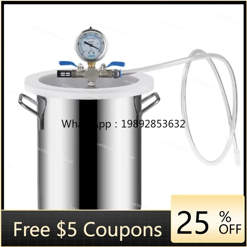 Stainless Steel  Degassing Chamber Vacuum Defoaming Barrel for AB Adhesive 6/12/21/50L 2/3/6/13 Gallon Acrylic Bucket Lid