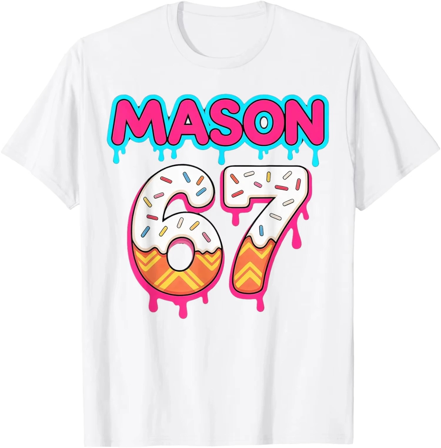 Fashionable Y2K Six Seven Ice Cream Drip Sports 67 Mason Meme Printed Women Tshirt Casual Soft Clothing