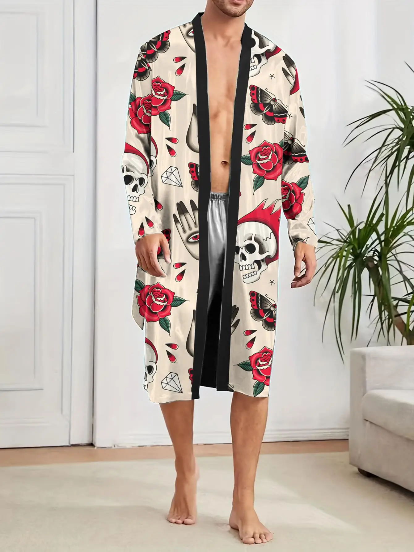 1pcs Men's Robes 2026 Spring/Summer Robes bath robe 3D Printed Funny pajamas Breathable Sleepwear dressing gown Graphic