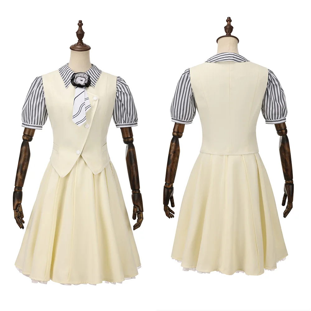 

Glynda Cosplay Costume Musical Witch Striped Shirt White Vest Dress Girl Women School Uniform Halloween Carnival Party Outfit