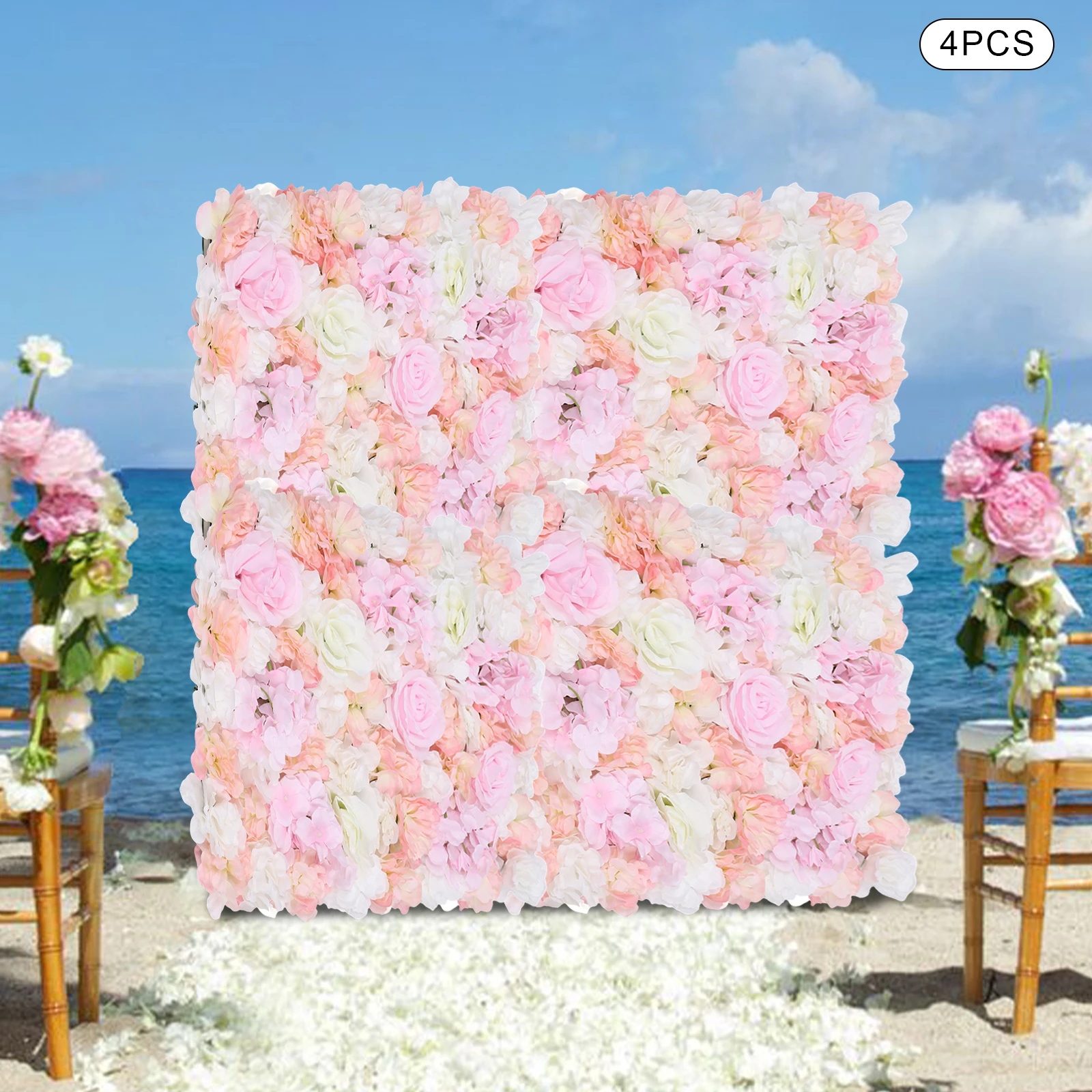 4pcs Silk Flower Wall Panel 40*60cm Wedding Venue Main Street Party