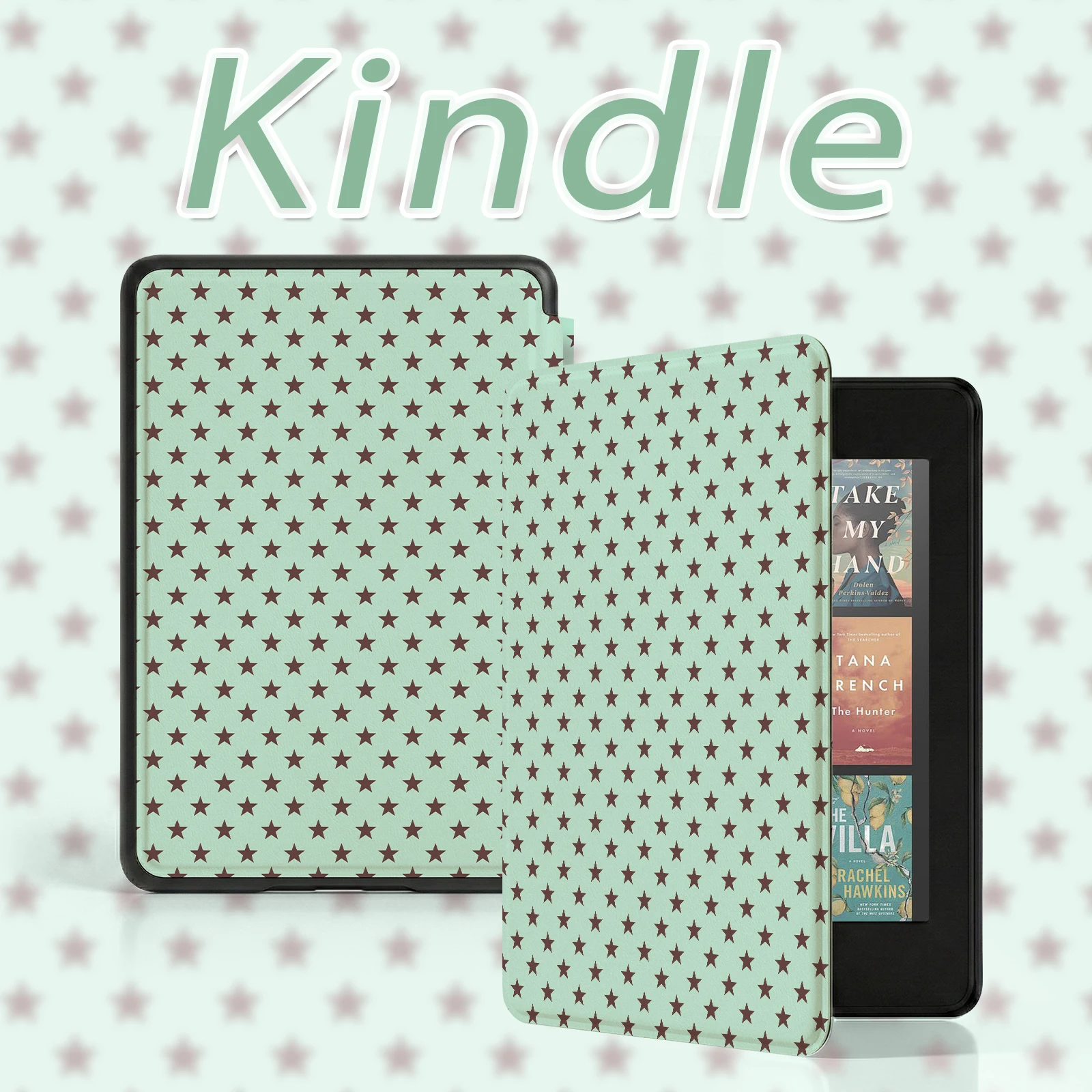 Mint Star Cluster Kindle Case for 8/10/11th Gen Paperwhite 1-6, Soft TPU Full Wrap, Mint Tone, Shockproof, Auto Wake/Sleep