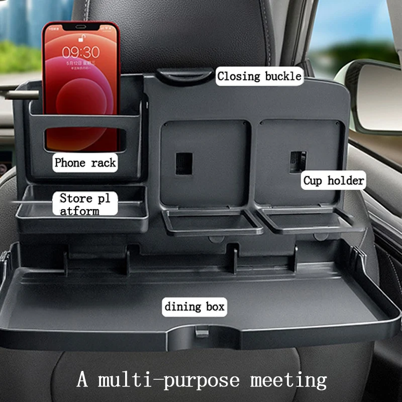 

Portable Car Dining Table Folding Food Cup Tray Car Interior Storage Shelf Back Seat Cup Holde Multi-function Parts Universal