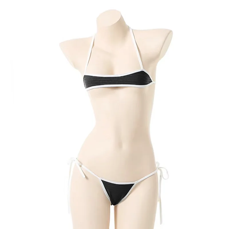 Women's Sexy Lace-Up Three-Point Bikini Set Erotic Backless Lingerie Bra And Panty Nightwear Underwear Set for Adult Women