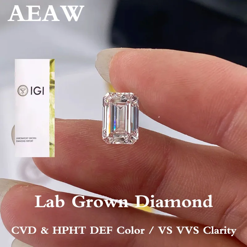 

AEAW 1.00-3.00Ct Emerald Cut Lab Grown Diamonds IGI Certified D/E/F Color CVD/HPHT Clarity Artificial Jewelry Loose Diamonds