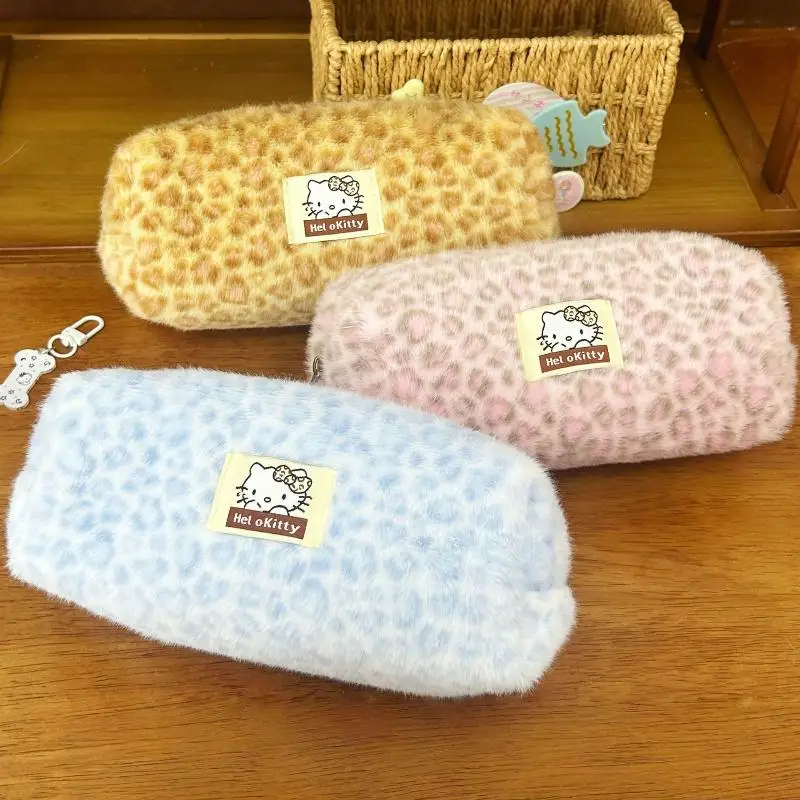 1 stks Hello Kitty Pluche Etui Grote Capaciteit Leuke KT Kat Briefpapier Doos Opbergtas Make-up Tas Anime Gift