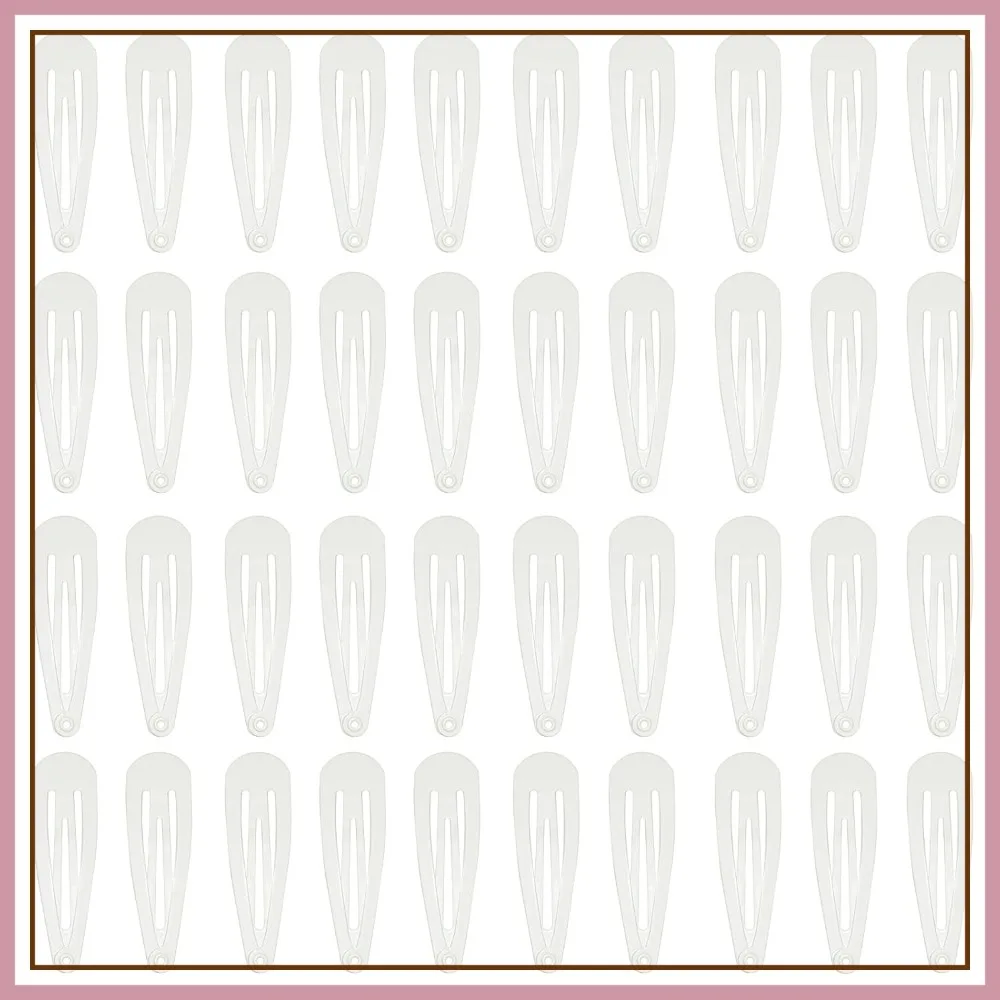 40 Counts White Metal Snap Hair Clips 2 Inch Barrettes for Women